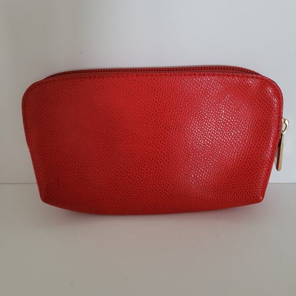 Furla 2 Piece Set Cases Red Leather Cosmetic Bags Pouch Small Good Condition - Picture 8 of 14